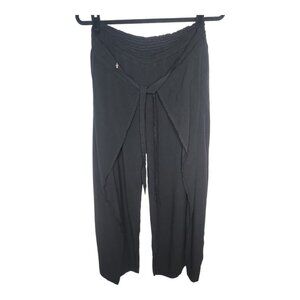 Pineapples Beachy Casual Wrap Pants With Slits On Sides Women Size L Black